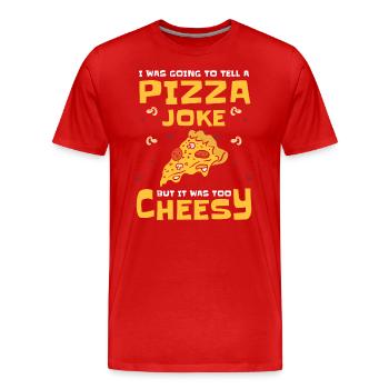 Pizza Italie Fromage Salami - T-shirt bio Premium Homme - rouge - Devant - Damien (186cm)