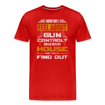 Waffen Gewalt Schießen Revolver - Männer Premium Bio T-Shirt - Rot - Vorne - Damien (186cm)