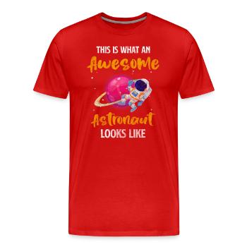 Astronaut Spaceflight Weightless Galaxy - Men's Premium Organic T-Shirt - red - Front - Damien (186cm)