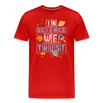 Combinaison spatiale Space Planet - T-shirt bio Premium Homme - rouge - Devant - Damien (186cm)
