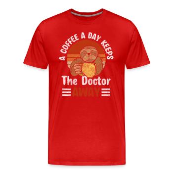 Morgenmuffel Espresso Cappuccino Energie - Männer Premium Bio T-Shirt - Rot - Vorne - Damien (186cm)