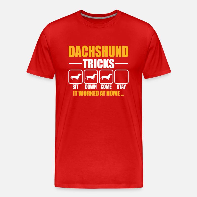 Dachshund Tricks - Männer Premium Bio T-Shirt - Rot
