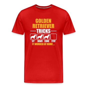 Astuces de Golden Retriever - T-shirt bio Premium Homme - rouge - Devant - Damien (186cm)