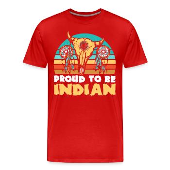 Native American Skull - Men's Premium Organic T-Shirt - red - Front - Damien (186cm)