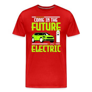Elektromobilität Auto Klimawandel - Männer Premium Bio T-Shirt - Rot - Vorne - Damien (186cm)