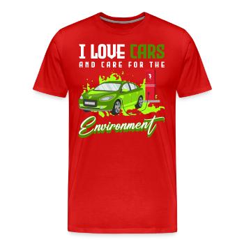 Elektroauto Umwelt Klimawandel - Männer Premium Bio T-Shirt - Rot - Vorne - Damien (186cm)