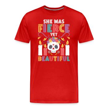Dia de Muertos Colorful Muertos Skeleton - Men's Premium Organic T-Shirt - red - Front - Damien (186cm)