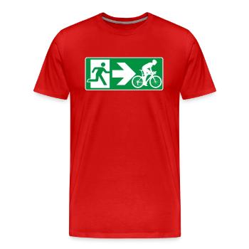Emergency exit road bike cyclist - Men's Premium Organic T-Shirt - red - Front - Damien (186cm)