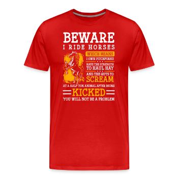 Pferdekutscher Romantisch Fuhrmann Oldschool - Männer Premium Bio T-Shirt - Rot - Vorne - Damien (186cm)