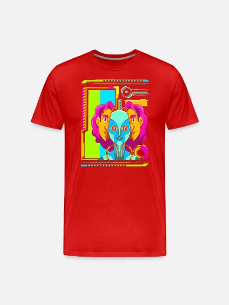 Cyberpunk Retro Synthwave Futuristic - Men's Premium Organic T-Shirt - red