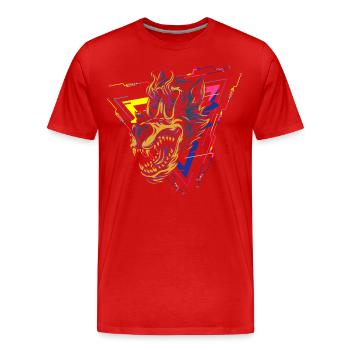 Cyberpunk Android Anime - Men's Premium Organic T-Shirt - red - Front - Damien (186cm)