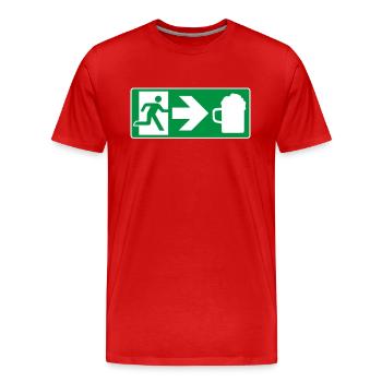 Emergency Exit Beer - Men's Premium Organic T-Shirt - red - Front - Damien (186cm)