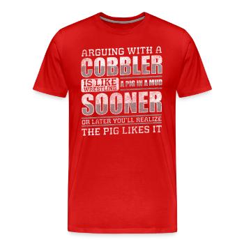 Schuhmacher Schuh Leder Original - Männer Premium Bio T-Shirt - Rot - Vorne - Damien (186cm)