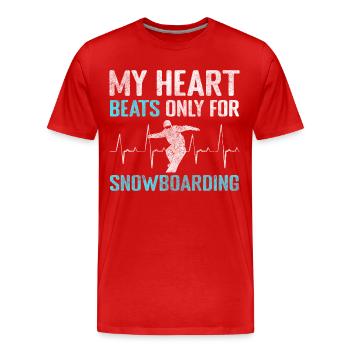 Snowboarder Schnee Berg Winterurlaub - Männer Premium Bio T-Shirt - Rot - Vorne - Damien (186cm)