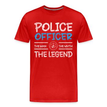 Policewoman Right Sheriff Handcuffs - Men's Premium Organic T-Shirt - red - Front - Damien (186cm)