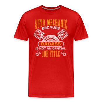 Automechaniker Reparatur Garage Autoschrauber - Männer Premium Bio T-Shirt - Rot - Vorne - Damien (186cm)