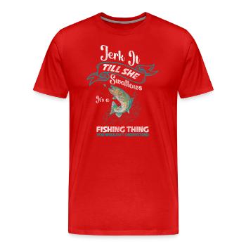 Pêcheur Petri Heil Pike - T-shirt bio Premium Homme - rouge - Devant - Damien (186cm)