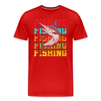 fishing, perch, bait, pike - Men's Premium Organic T-Shirt - red - Front - Damien (186cm)