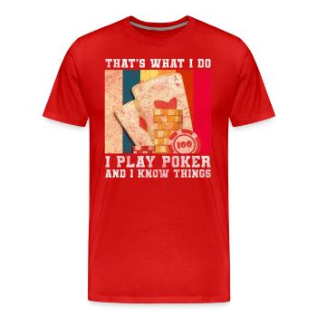 Spieler Karten Doppelkopf - Männer Premium Bio T-Shirt - Rot - Vorne - Damien (186cm)