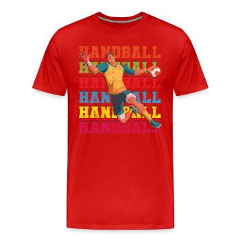 Handball player SIeger Jump Throw - Men's Premium Organic T-Shirt - red - Front - Damien (186cm)