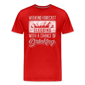 Rodeln Schnee Piste Winterurlaub - Männer Premium Bio T-Shirt - Rot - Vorne - Damien (186cm)