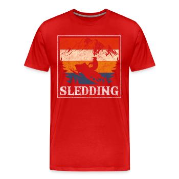 Sledding Ski Holiday Fun - Men's Premium Organic T-Shirt - red - Front - Damien (186cm)