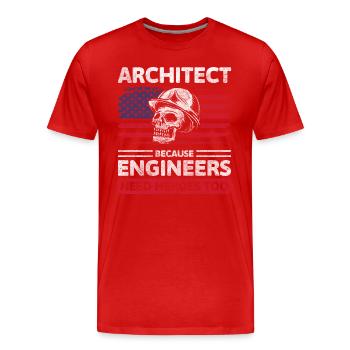Architect Builder - Men's Premium Organic T-Shirt - red - Front - Damien (186cm)