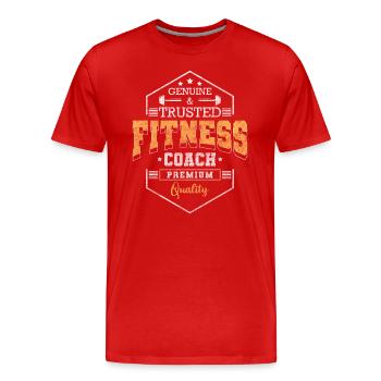 Fitnesstrainer Ausdauer Kraft Motivation - Männer Premium Bio T-Shirt - Rot - Vorne - Damien (186cm)
