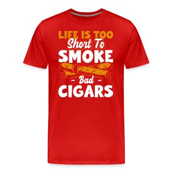 Rauchen Nikotin Rauchverbot Vape - Männer Premium Bio T-Shirt - Rot - Vorne - Damien (186cm)
