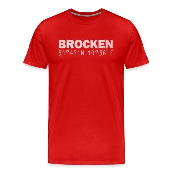 Brocken Coordonnées GPS - T-shirt bio Premium Homme - rouge - Devant - Damien (186cm)