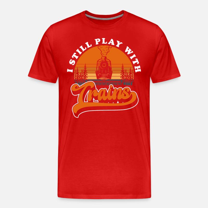 Eisenbahn Abfahrt Modelleisenbahn - Männer Premium Bio T-Shirt - Rot
