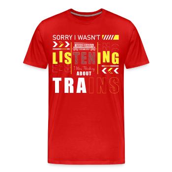Chemin de fer Trains Train Guiding Passion - T-shirt bio Premium Homme - rouge - Devant - Damien (186cm)