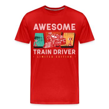 Train Driver Railway Worker Occupation Station - Men's Premium Organic T-Shirt - red - Front - Damien (186cm)