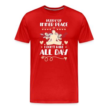 Yoga Guérison Namaste Pleine conscience - T-shirt bio Premium Homme - rouge - Devant - Damien (186cm)