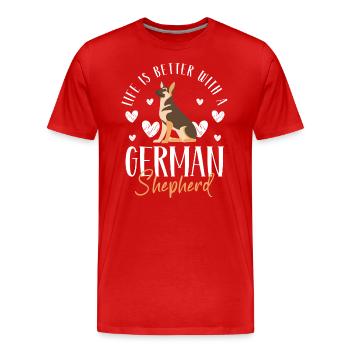 Berger Allemand Maître Race Chien Allemand - T-shirt bio Premium Homme - rouge - Devant - Damien (186cm)