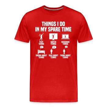 Things I do in my free time Tennis - Men's Premium Organic T-Shirt - red - Front - Damien (186cm)