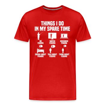 Things I do in my free time: Fishing - Men's Premium Organic T-Shirt - red - Front - Damien (186cm)