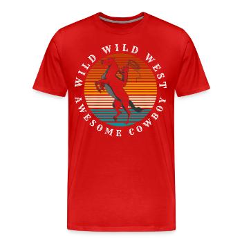 Revolver équestre du Far West Western - T-shirt bio Premium Homme - rouge - Devant - Damien (186cm)