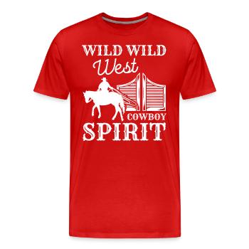 Lasso du cheval du Far West America - T-shirt bio Premium Homme - rouge - Devant - Damien (186cm)