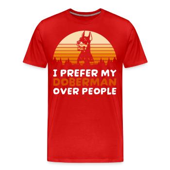 Dobermann Diensthund Hundefreund - Männer Premium Bio T-Shirt - Rot - Vorne - Damien (186cm)