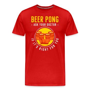 Beer Pong Booze Game Rules Mug - Men's Premium Organic T-Shirt - red - Front - Damien (186cm)