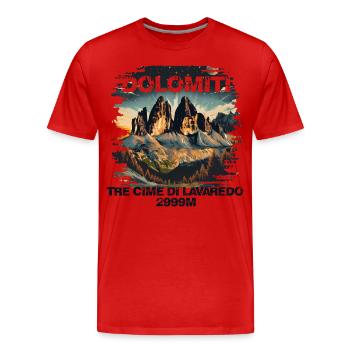 Dolomites de Tre Cime Lavaredo Dolomites des Trois Pics - T-shirt bio Premium Homme - rouge - Devant - Damien (186cm)