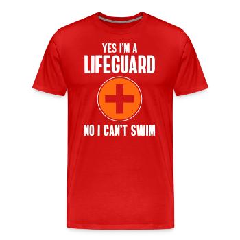 Piscine extérieure surveillée Sports nautiques de mer - T-shirt bio Premium Homme - rouge - Devant - Damien (186cm)