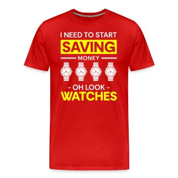 Montre Collector Hobby Montres de luxe Suisse - T-shirt bio Premium Homme - rouge - Devant - Damien (186cm)