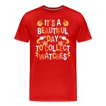 Watch Collector Watch Collection - Men's Premium Organic T-Shirt - red - Front - Damien (186cm)