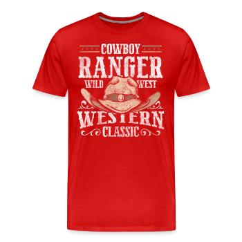 Wild West Sheriff Western Master Bottes Cowboy - T-shirt bio Premium Homme - rouge - Devant - Damien (186cm)