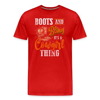 Cowboy Lasso Wüste Bandit - Männer Premium Bio T-Shirt - Rot - Vorne - Damien (186cm)