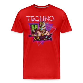 Techno Electro Party Techno Fan - T-shirt bio Premium Homme - rouge - Devant - Damien (186cm)