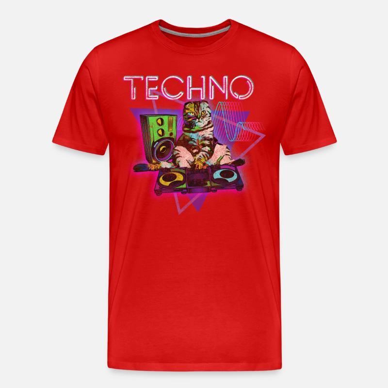 Techno Electro Party Techno Fan - T-shirt bio Premium Homme - rouge