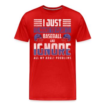 Baseball Player Sport Pitching - Men's Premium Organic T-Shirt - red - Front - Damien (186cm)